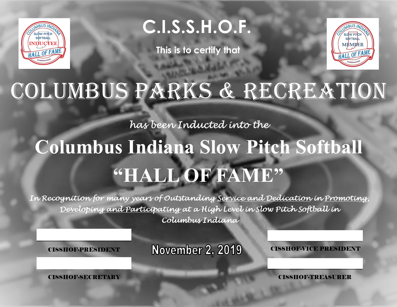 Cols P & R 2019 CISSHOF Certificate