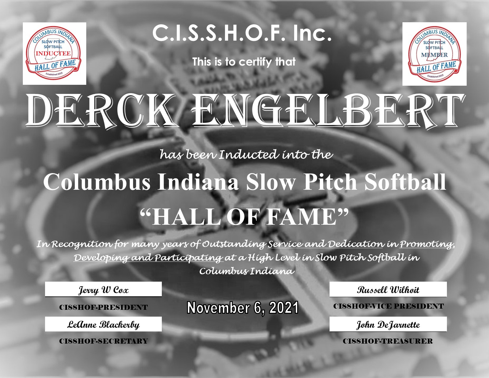 Derck Engelbert 2021 CISSHOF Certificate