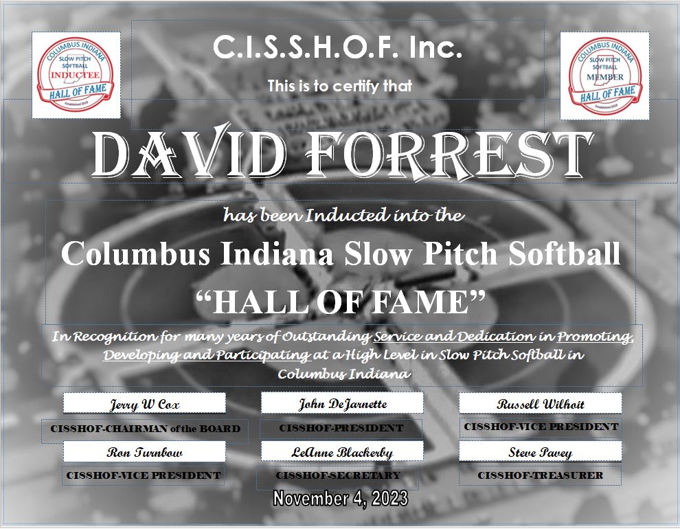 David Forrest’s certificate