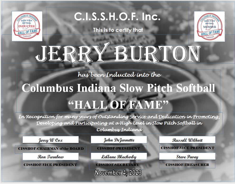 Jerry Burton’s certificate