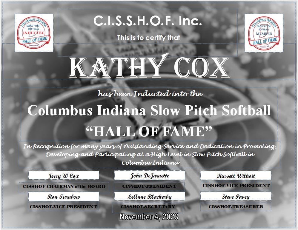 Kathy Cox’s certificate