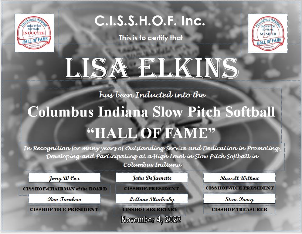 Lisa Elkin’s Certificate